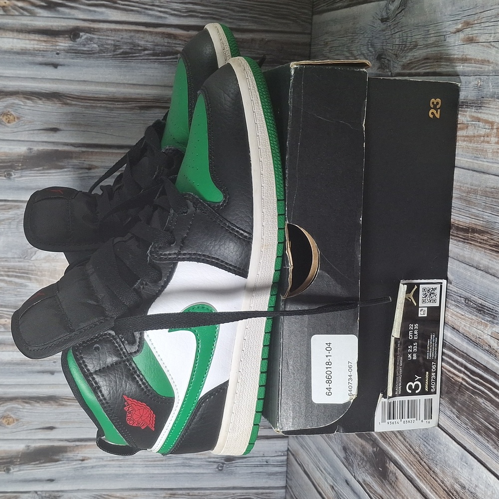 Nike Air Jordan 1 Mid PS Black Pine Green Youth Size 3Y